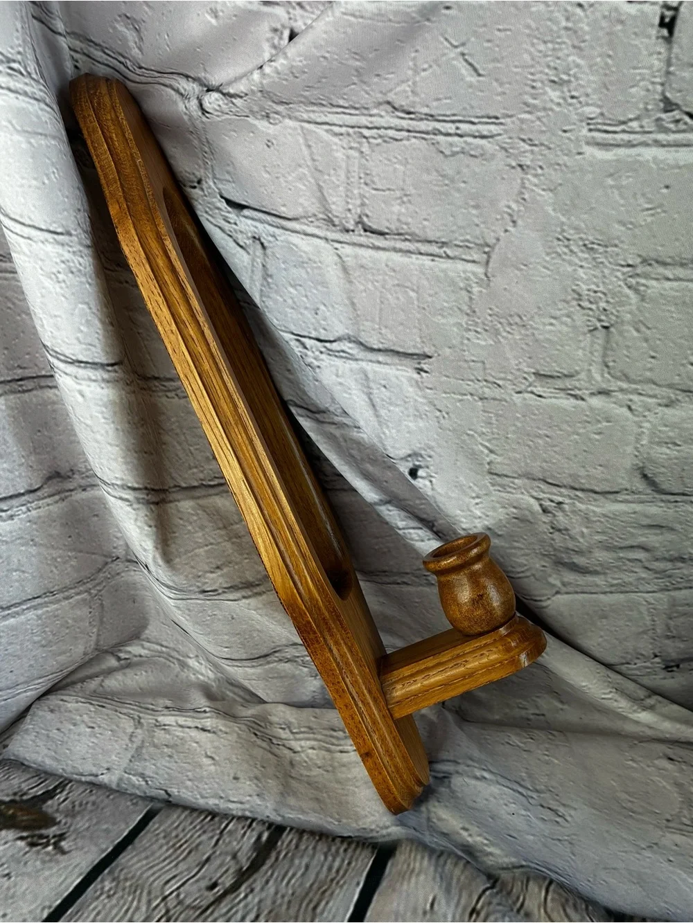 2 Vtg Americana Cottagecore Oak Wood Mirror Taper Candle Wall Sconces Grannycore